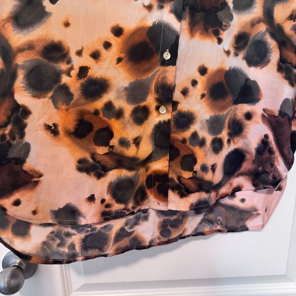 Aritzia Wilfred Free Brinley TieDye Blouse Cider Gold Oversized Button Front XXS - Picture 5 of 10